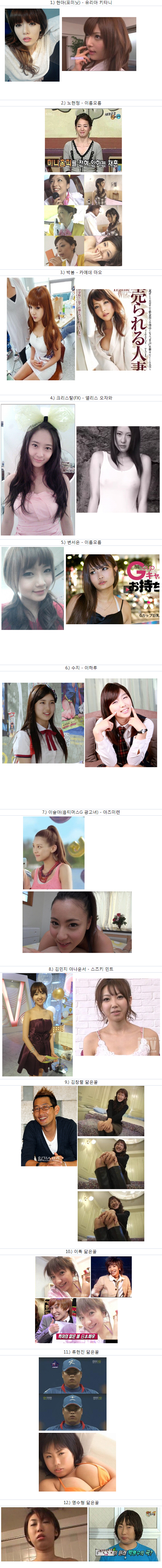 휴게실 - 연예인과 야동(AV걸) 닮은꼴 모음